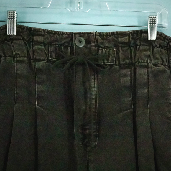 Free People Size Small S Black Margate Pleated Paperbag Tapered Viscose Pants - Picture 3 of 8